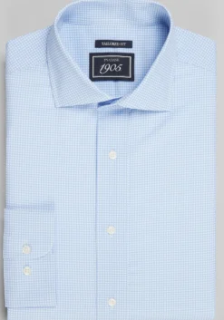 1905 Collection Tailored Fit Check 4-Way Stretch Dress Shirt