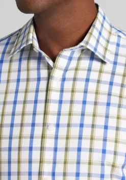 1905 Collection Tailored Fit Large Plaid Short Sleeve Button Up Shirt - Big & Tall