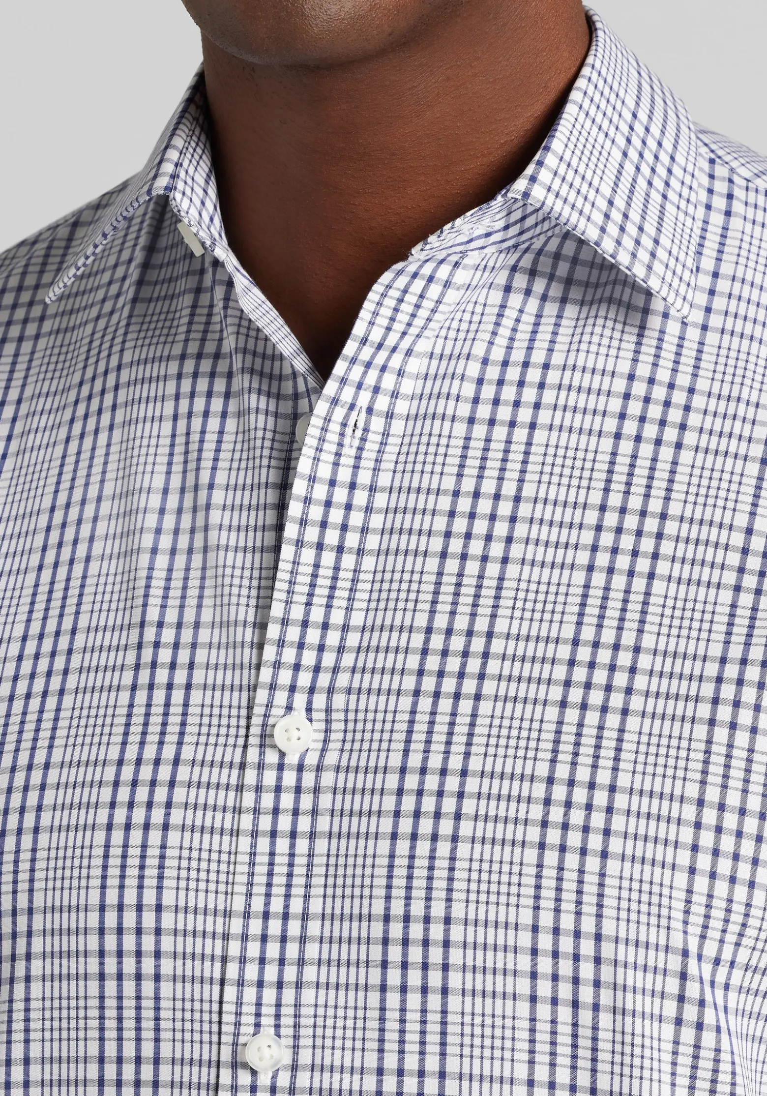 1905 Collection Tailored Fit Medium Plaid Short Sleeve Button Up Shirt - Big & Tall