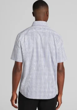 1905 Collection Tailored Fit Medium Plaid Short Sleeve Button Up Shirt