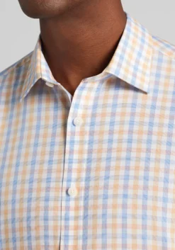 1905 Collection Tailored Fit Multi Gingham Short Sleeve Button Up Shirt - Big & Tall