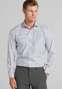 1905 Collection Tailored Fit Spread Collar Stripe 4-Way Stretch Dress Shirt
