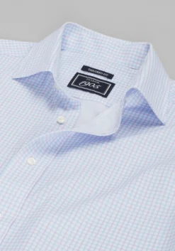 1905 Collection Tailored Fit Spread Collar Grid 4-Way Stretch Dress Shirt
