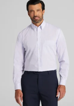 1905 Collection Traditional Fit 4-Way Stretch Button-Down Collar Mini Plaid Dress Shirt