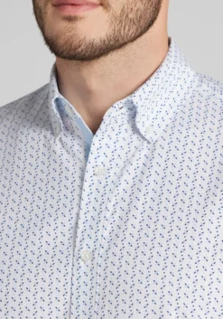 Con.Struct Slim Fit Mini Geo 4-Way Stretch Short Sleeve Button Up Shirt