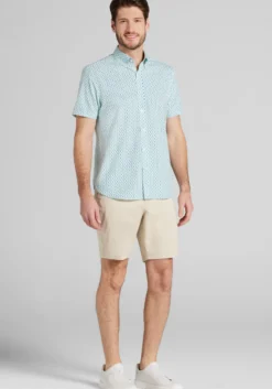 Con.Struct Slim Fit Mini Zig-Zag 4‑Way Stretch Short-Sleeve Button Up Shirt
