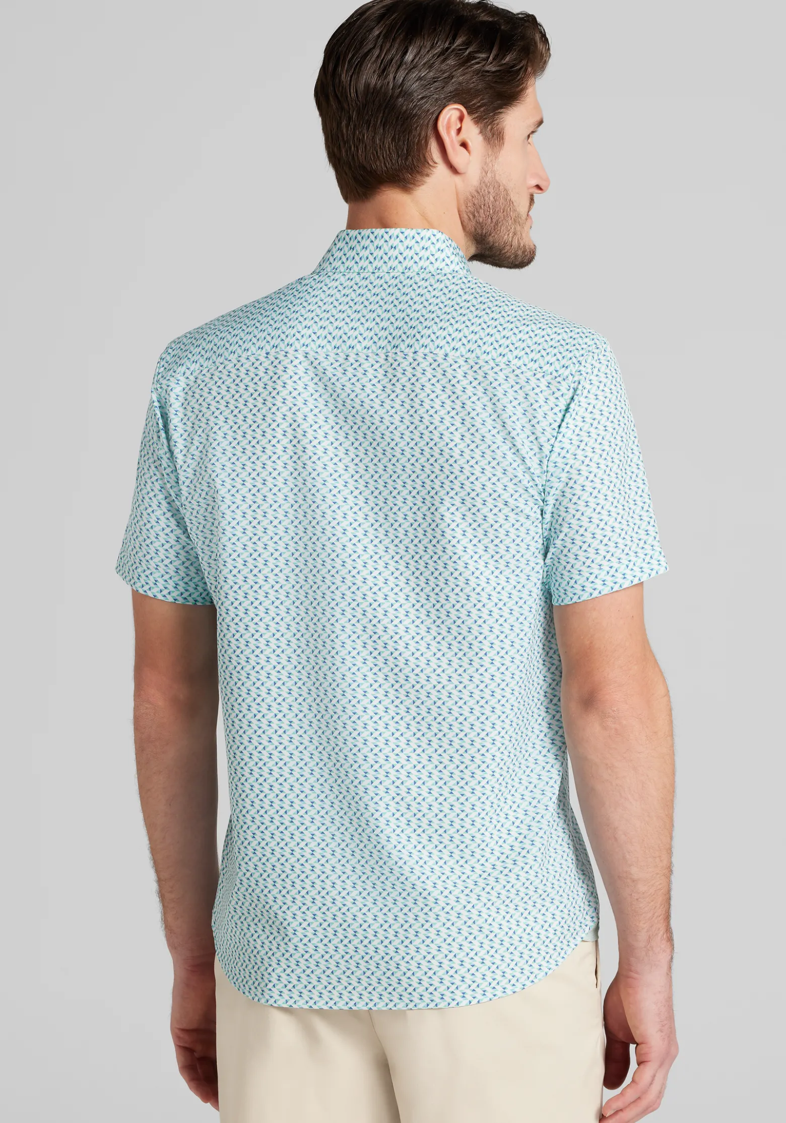 Con.Struct Slim Fit Mini Zig-Zag 4‑Way Stretch Short-Sleeve Button Up Shirt