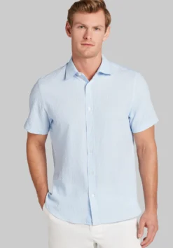 Con.Struct Slim Fit Solid Seersucker Short Sleeve Button Up Shirt - Big & Tall