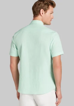 Con.Struct Slim Fit Solid Seersucker Short Sleeve Button Up Shirt