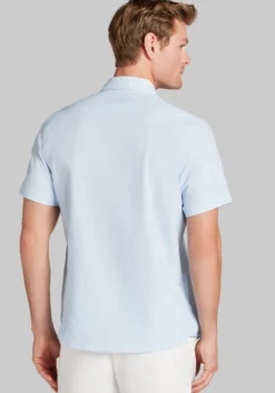 Con.Struct Slim Fit Solid Seersucker Short Sleeve Button Up Shirt
