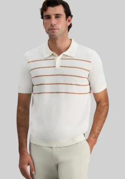 Haggar Regular Fit Retro Stripe Knit Short Sleeve Polo Sweater