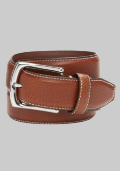 Johnston & Murphy Topstitched Leather Belt