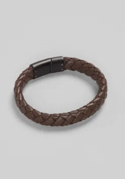 Jos. A. Bank Adjustable Braided Leather Bracelet with Magnetic Closure