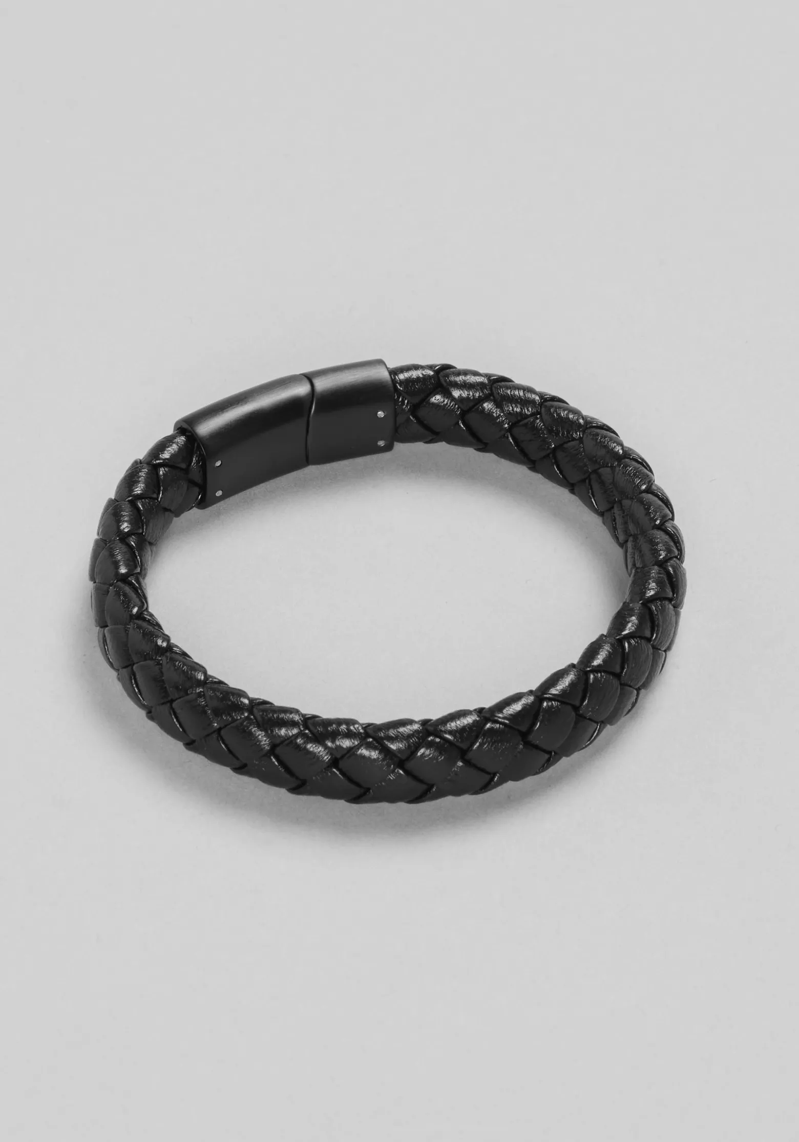 Jos. A. Bank Adjustable Braided Leather Bracelet with Magnetic Closure