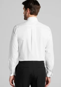 Jos. A. Bank Comfort Stretch Slim Fit Wing Collar French Cuff Five-Pleat Formal Dress Shirt