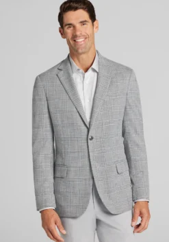 Jos. A. Bank Comfort Stretch Tailored Fit Plaid Knit Sportcoat