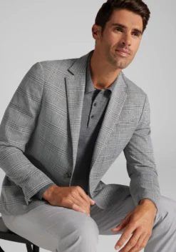 Jos. A. Bank Comfort Stretch Tailored Fit Plaid Knit Sportcoat
