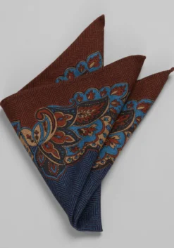 Jos. A. Bank Paisley & Herringbone Reversible Wool Pocket Square