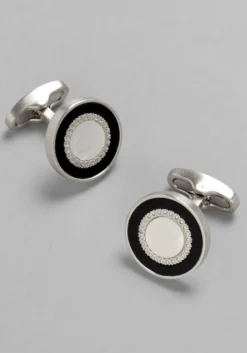Jos. A. Bank Round Ornate Mother-of-Pearl & Onyx Cufflinks