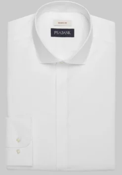 Jos. A. Bank Skinny Fit Spread Collar Covered Placket Solid Dress Shirt