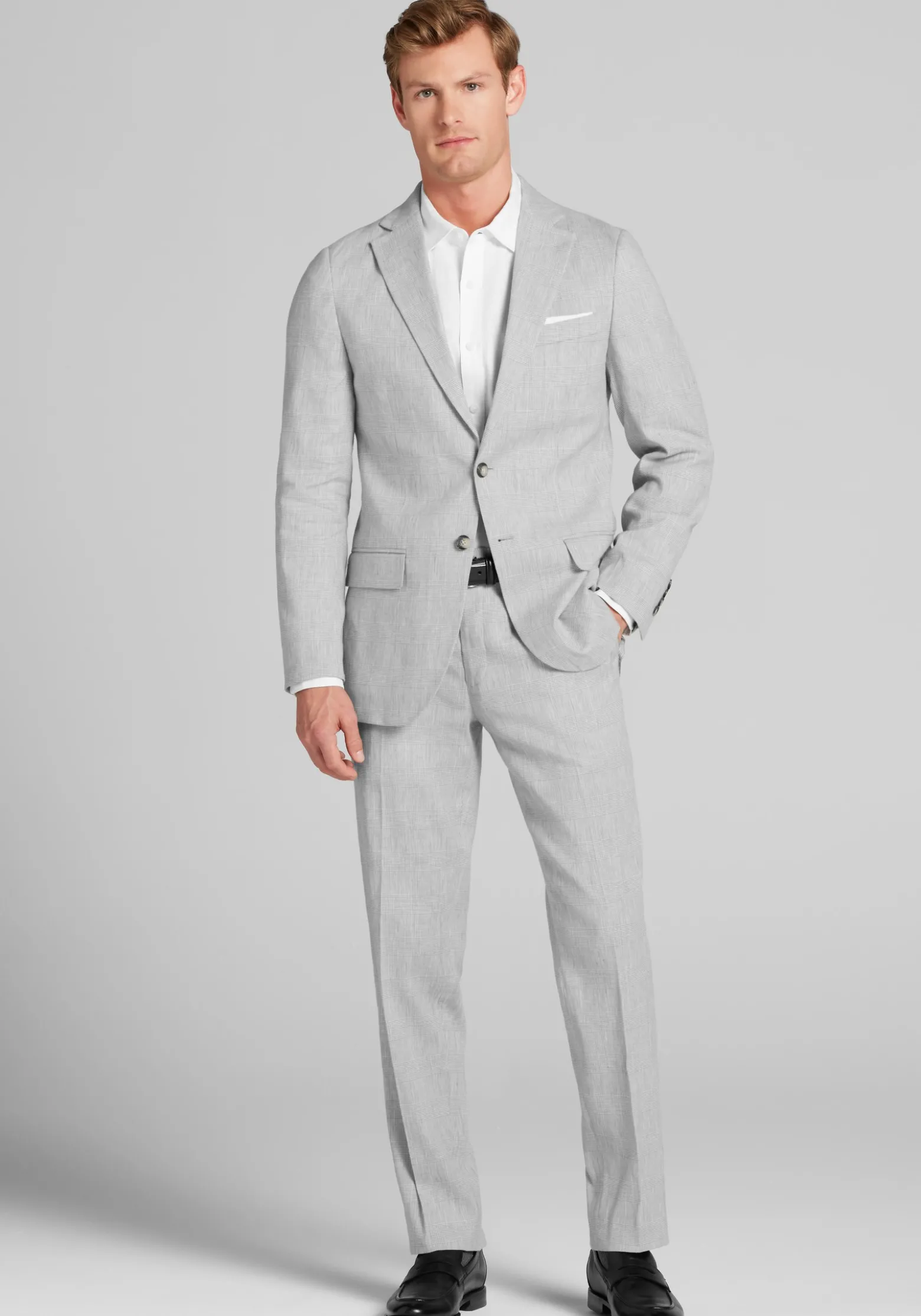 Jos. A. Bank Slim Fit Comfort Stretch Linen Blend Plaid Suit Separate Jacket
