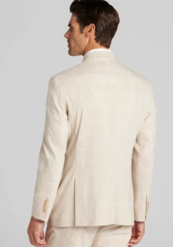 Jos. A. Bank Tailored Fit Comfort Stretch Linen Blend Windowpane Suit Separate Jacket