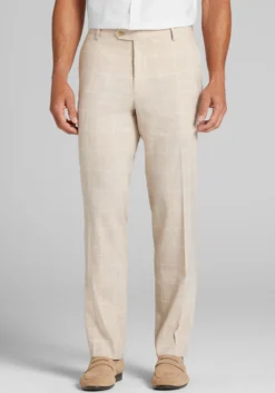 Jos. A. Bank Tailored Fit Comfort Stretch Linen Blend Plaid Suit Separates Pants - Big & Tall