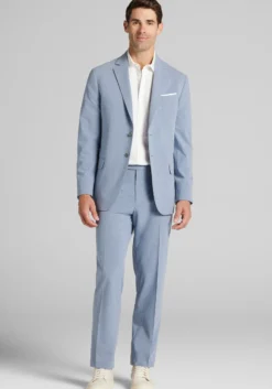 Jos. A. Bank Tailored Fit Comfort Stretch Seersucker Plaid Suit Separate Jacket - Big & Tall