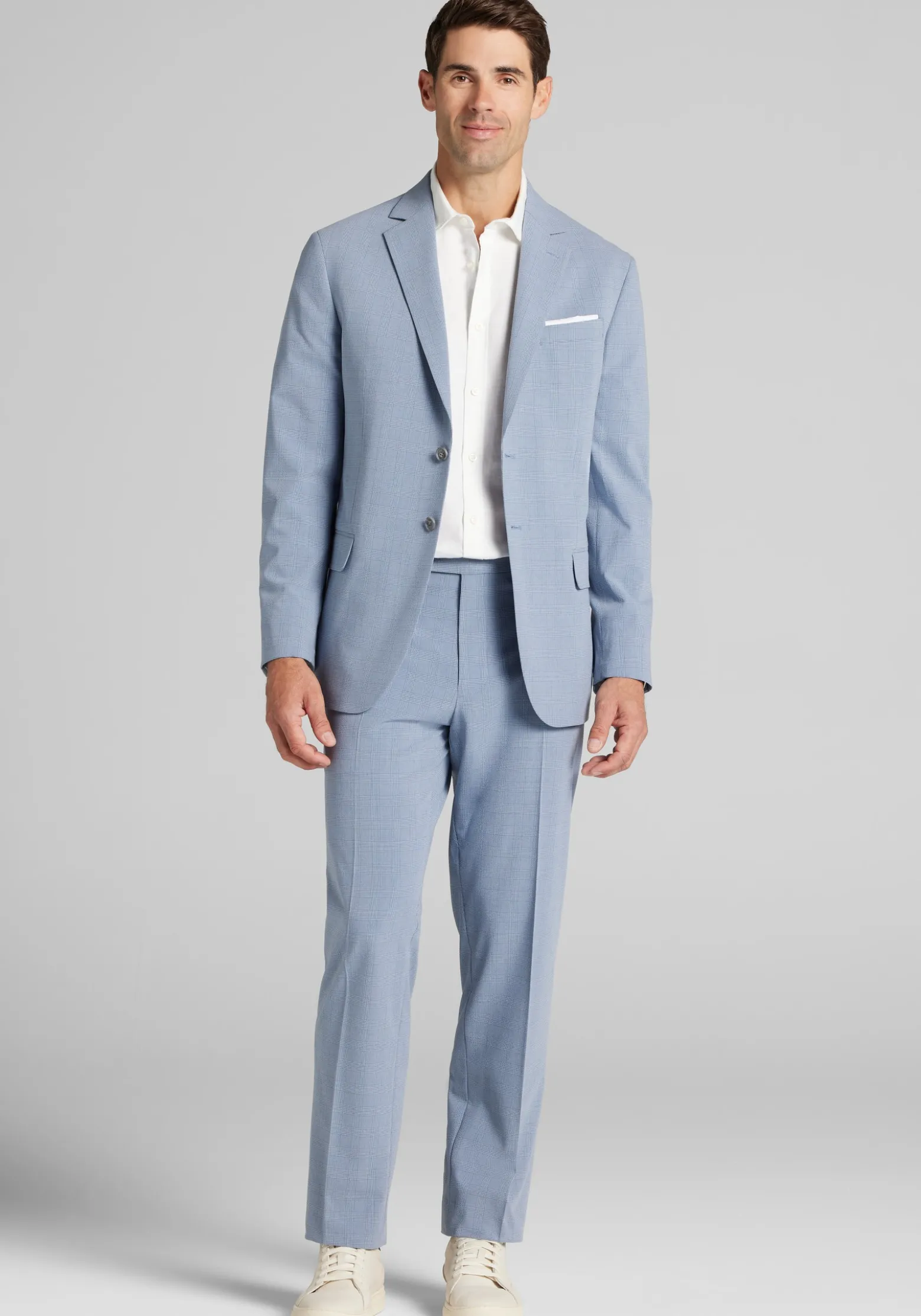 Jos. A. Bank Tailored Fit Comfort Stretch Seersucker Plaid Suit Separate Jacket - Big & Tall
