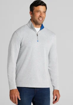 Jos. A. Bank Tailored Fit Double Face 1/4 Zip Pullover - Big & Tall