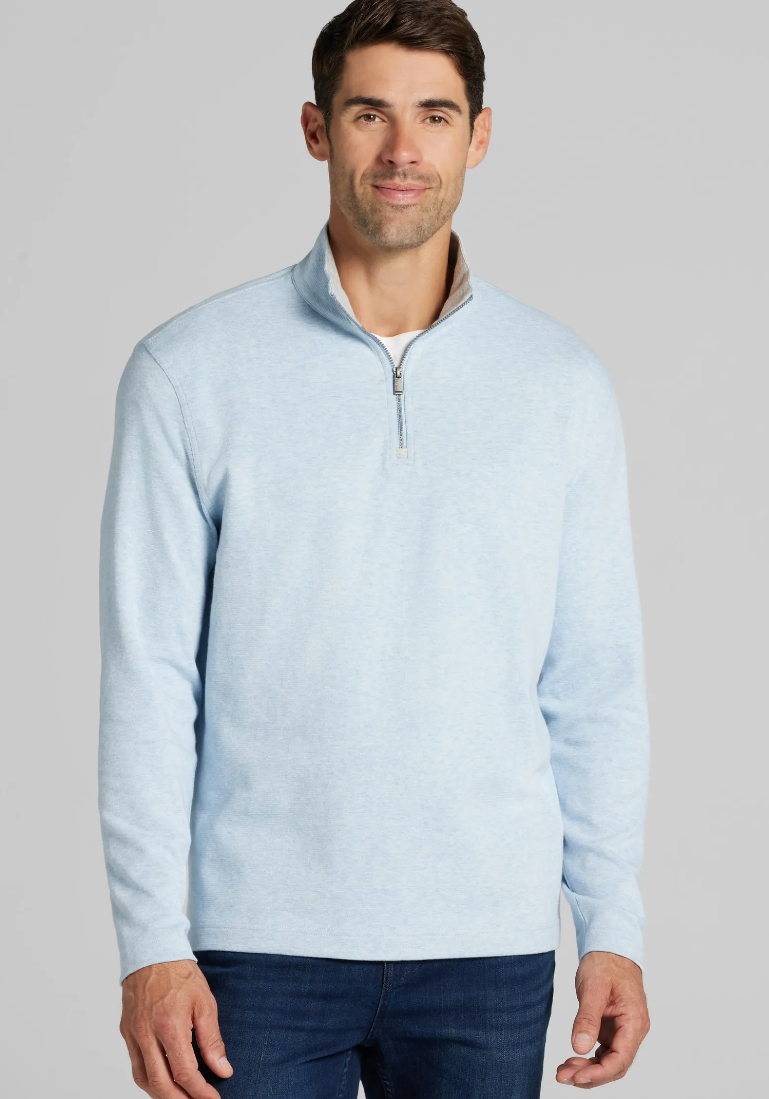 Jos. A. Bank Tailored Fit Double Face 1/4 Zip Pullover - Big & Tall