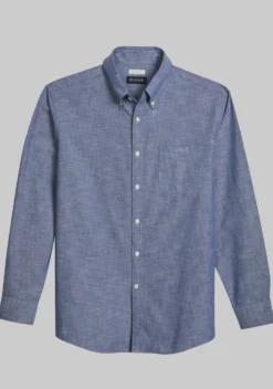 Jos. A. Bank Tailored Fit Long Sleeve Chambray Button Up Shirt