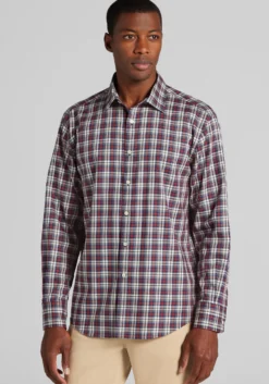 Jos. A. Bank Tailored Fit Medium Plaid Button Up Shirt