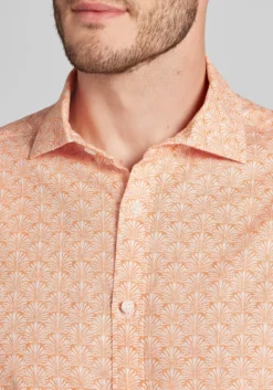 Jos. A. Bank Tailored Fit Palm Fans Short Sleeve Button Up Shirt - Big & Tall