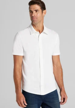 Jos. A. Bank Tailored Fit Pique Short Sleeve Button Up Shirt - Big & Tall
