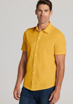 Jos. A. Bank Tailored Fit Pique Short Sleeve Button Up Shirt - Big & Tall