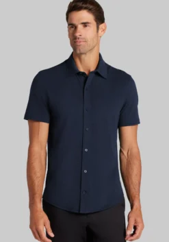 Jos. A. Bank Tailored Fit Pique Short Sleeve Button Up Shirt - Big & Tall