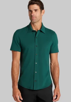 Jos. A. Bank Tailored Fit Pique Short Sleeve Button Up Shirt - Big & Tall
