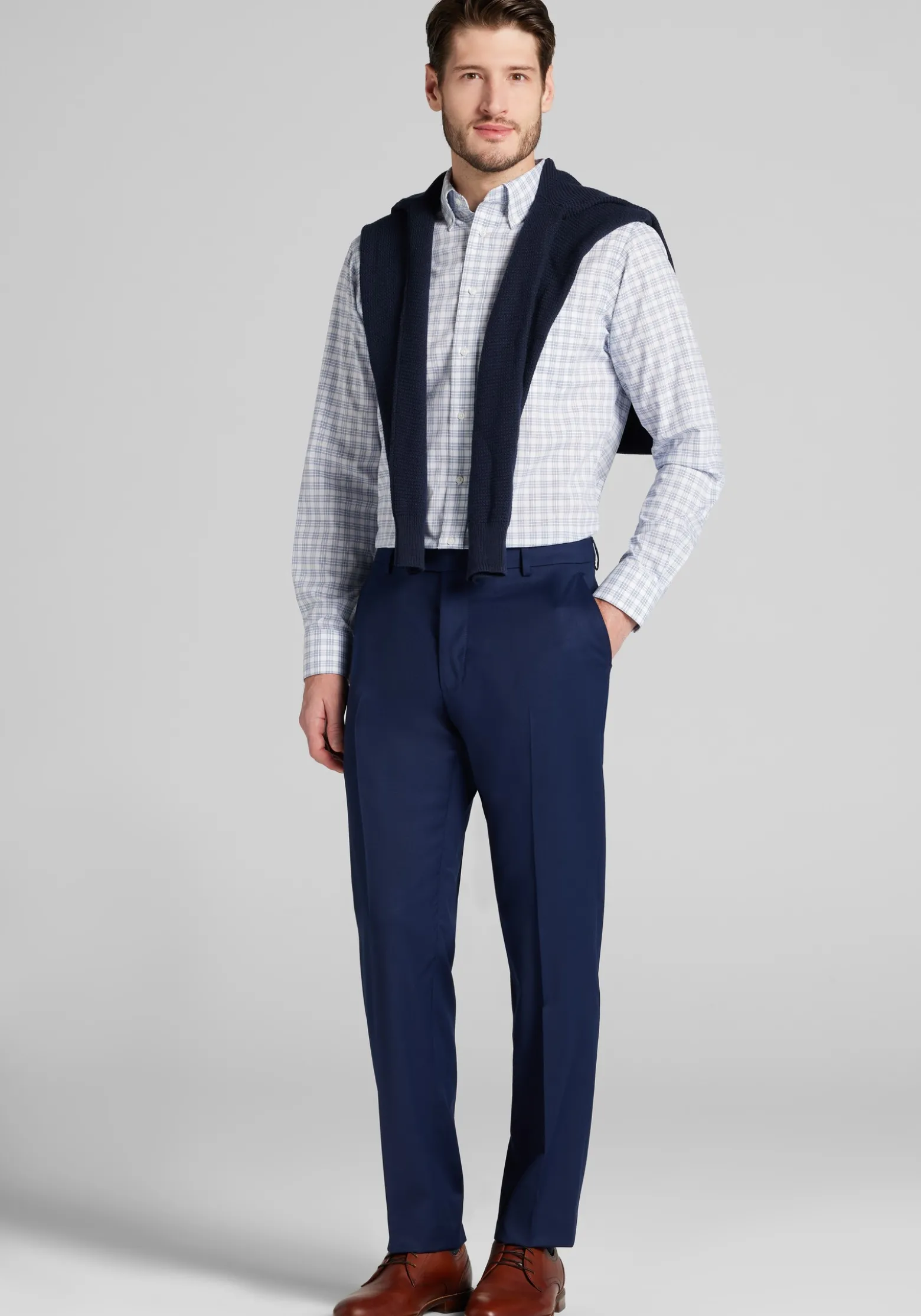 Jos. A. Bank Tailored Fit Plaid Comfort Stretch Dress Shirt