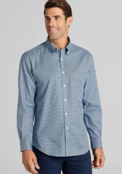 Jos. A. Bank Tailored Fit Small Gingham Button Up Shirt - Big & Tall