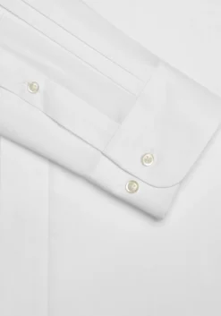 Jos. A. Bank Tailored Fit Spread Collar Covered Placket Solid Dress Shirt