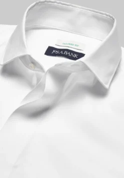 Jos. A. Bank Tailored Fit Spread Collar Covered Placket Solid Dress Shirt