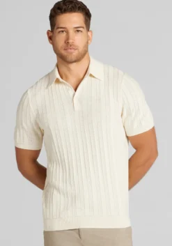 Jos. A. Bank Tailored Fit Vertical Texture Polo Sweater