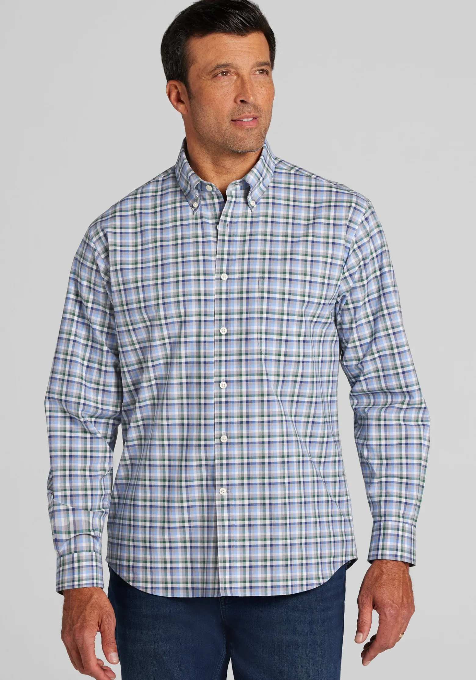 Jos. A. Bank Traditional Fit Multi-Check Button Up Shirt - Big & Tall