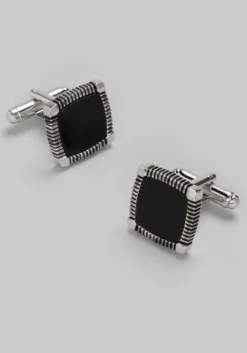 Joseph A. Bank Square Black Obsidian Antique Frame Cufflinks