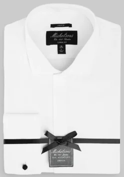 Michelsons of London Tailored Fit Covered Placket Formal Dress Shirt