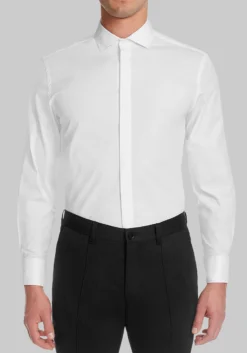 Michelsons of London Tailored Fit Covered Placket Formal Dress Shirt