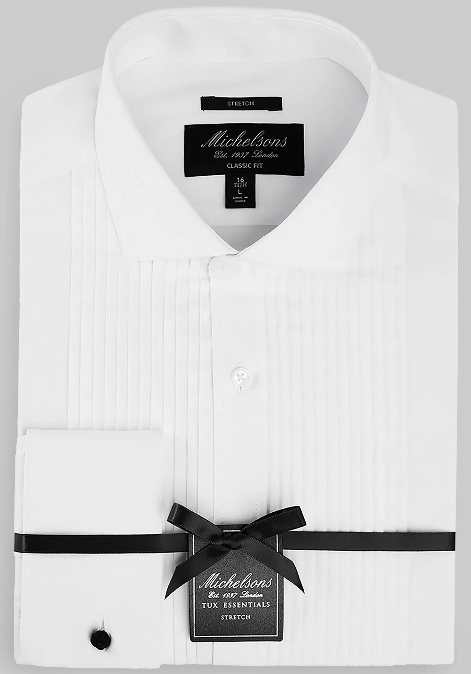 Michelsons of London Tailored Fit Pleated Front Formal Dress Shirt