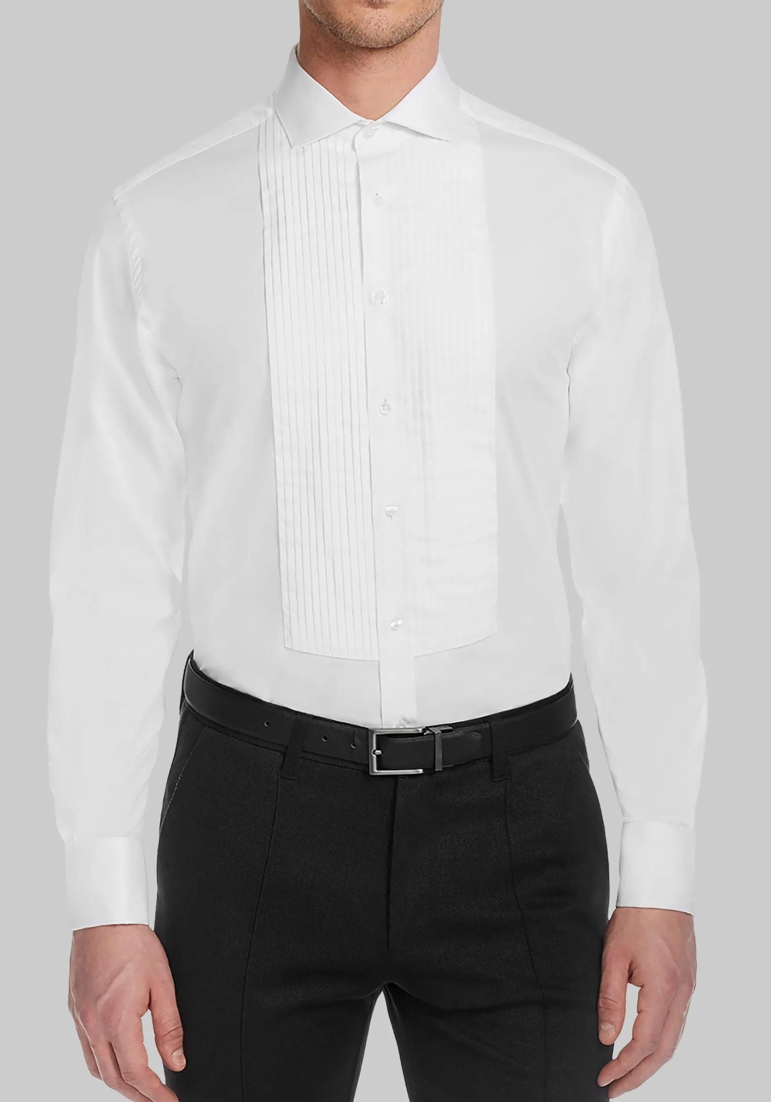 Michelsons of London Tailored Fit Pleated Front Formal Dress Shirt