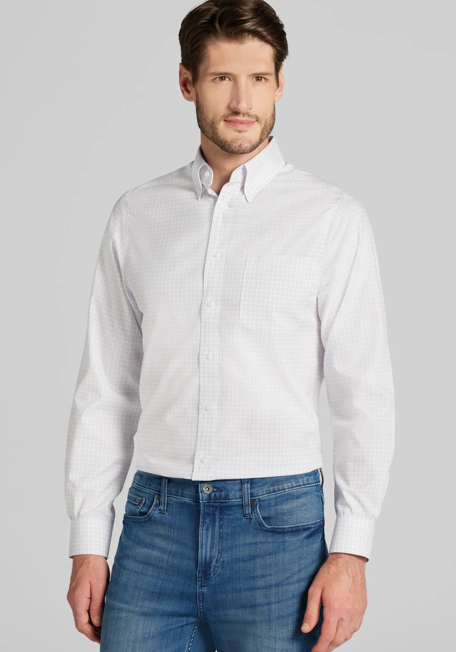 Reserve Collection Slim Fit Spread Collar Stripe Dress Shirt